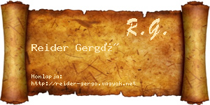 Reider Gergő névjegykártya