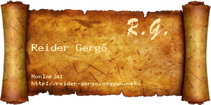 Reider Gergő névjegykártya